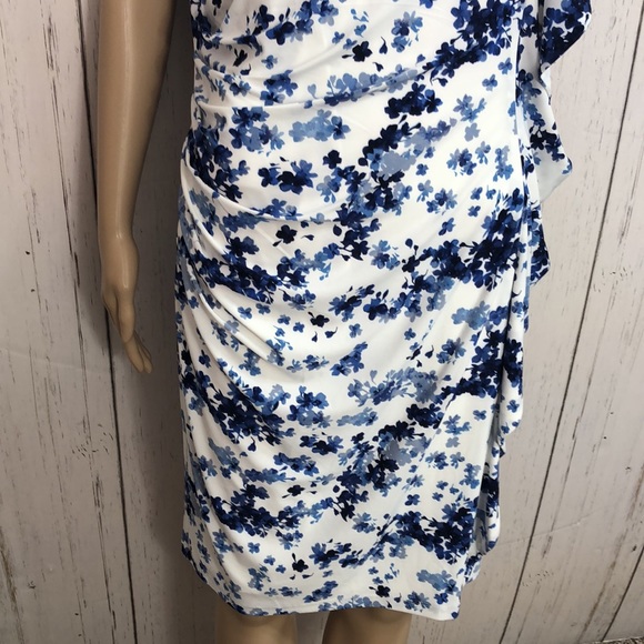 🌻NWT American Living Blue Floral One Sleeve Dress - Picture 10 of 16